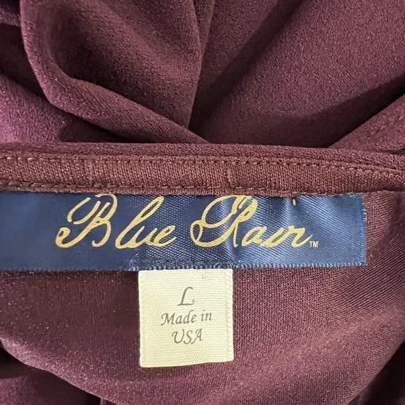 Blue Rain Burgundy Blouse Keyhole Neckline Flared Layered Ruffle Sleeves Large - Picture 9 of 9